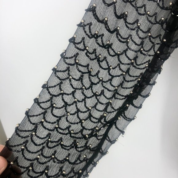 Laurence Kazar Beaded Blouse Top Metallic Medium - Picture 5 of 8